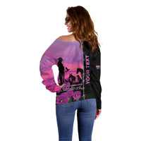 Personalised ANZAC War Animals Off Shoulder Sweater Lest We Forget Memorial