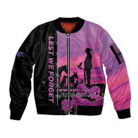 Personalised ANZAC War Animals Sleeve Zip Bomber Jacket Lest We Forget Memorial
