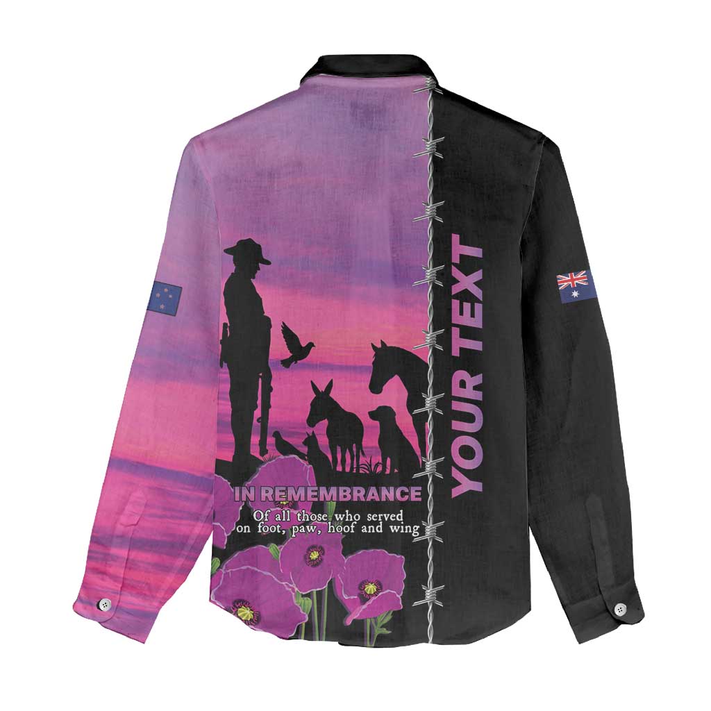 Personalised ANZAC War Animals Women Casual Shirt Lest We Forget Memorial