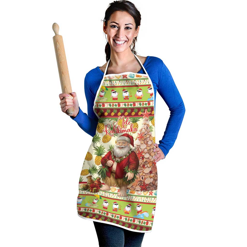 Hawaiian Santa Aloha Pineapple Christmas Apron Mele Kalikimaka - Polynesian Pride