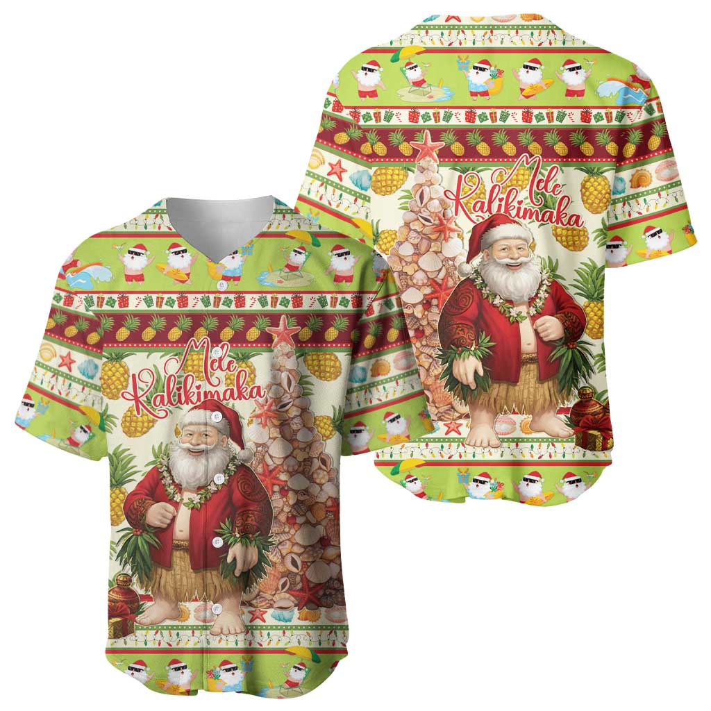 Hawaiian Santa Aloha Pineapple Christmas Baseball Jersey Mele Kalikimaka - Polynesian Pride