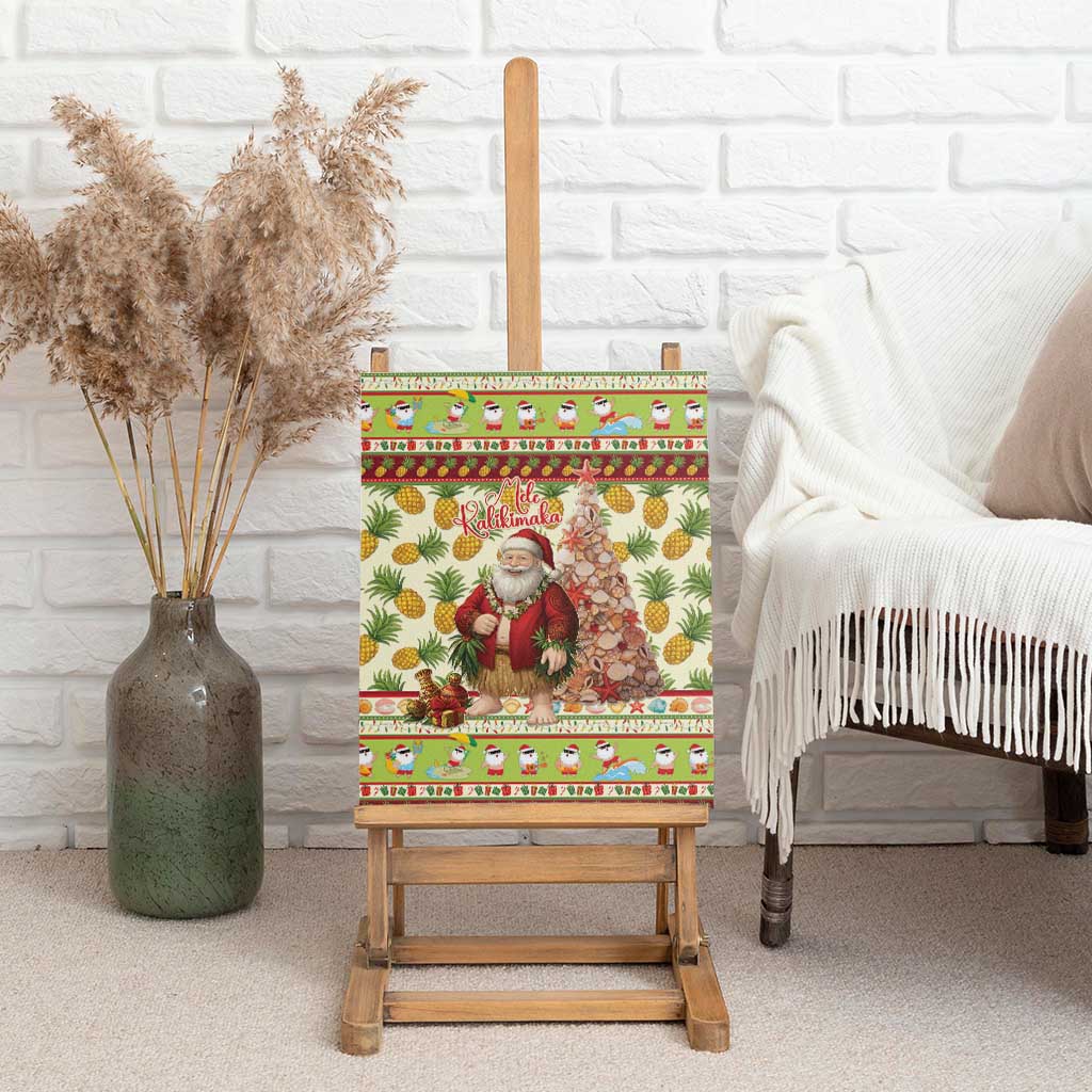 Hawaiian Santa Aloha Pineapple Christmas Canvas Wall Art Mele Kalikimaka - Polynesian Pride