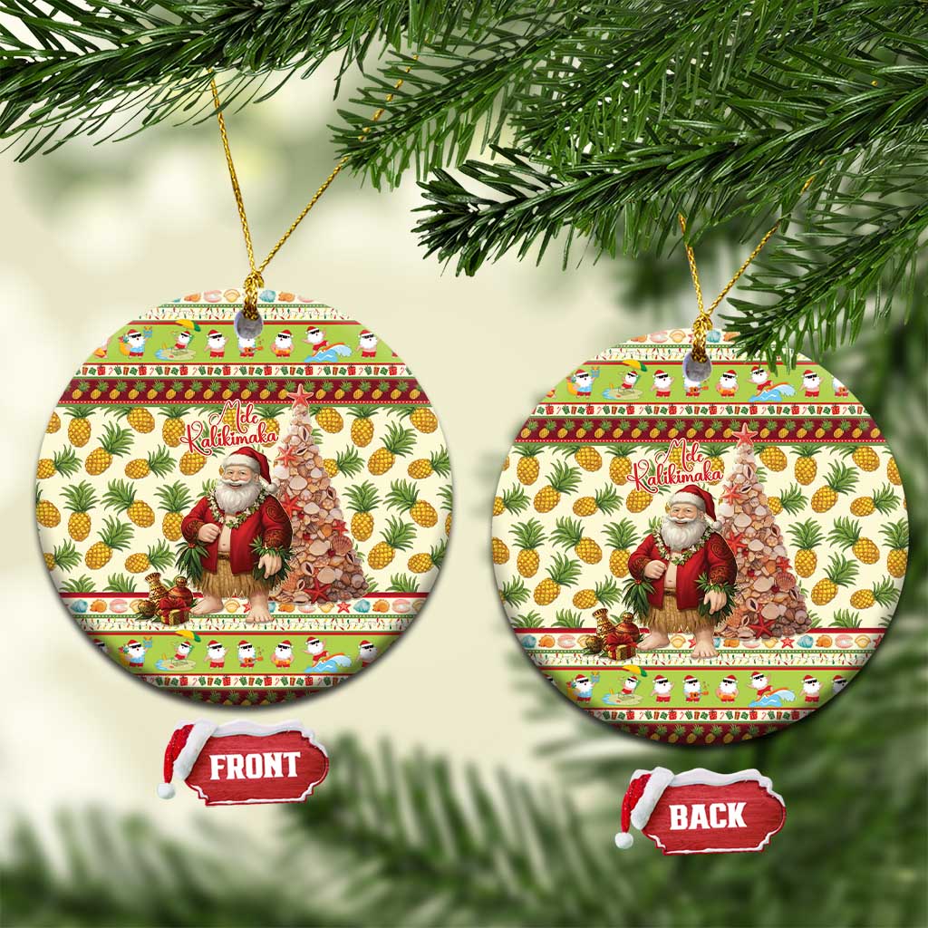 Hawaiian Santa Aloha Pineapple Christmas Ceramic Ornament Mele Kalikimaka - Polynesian Pride