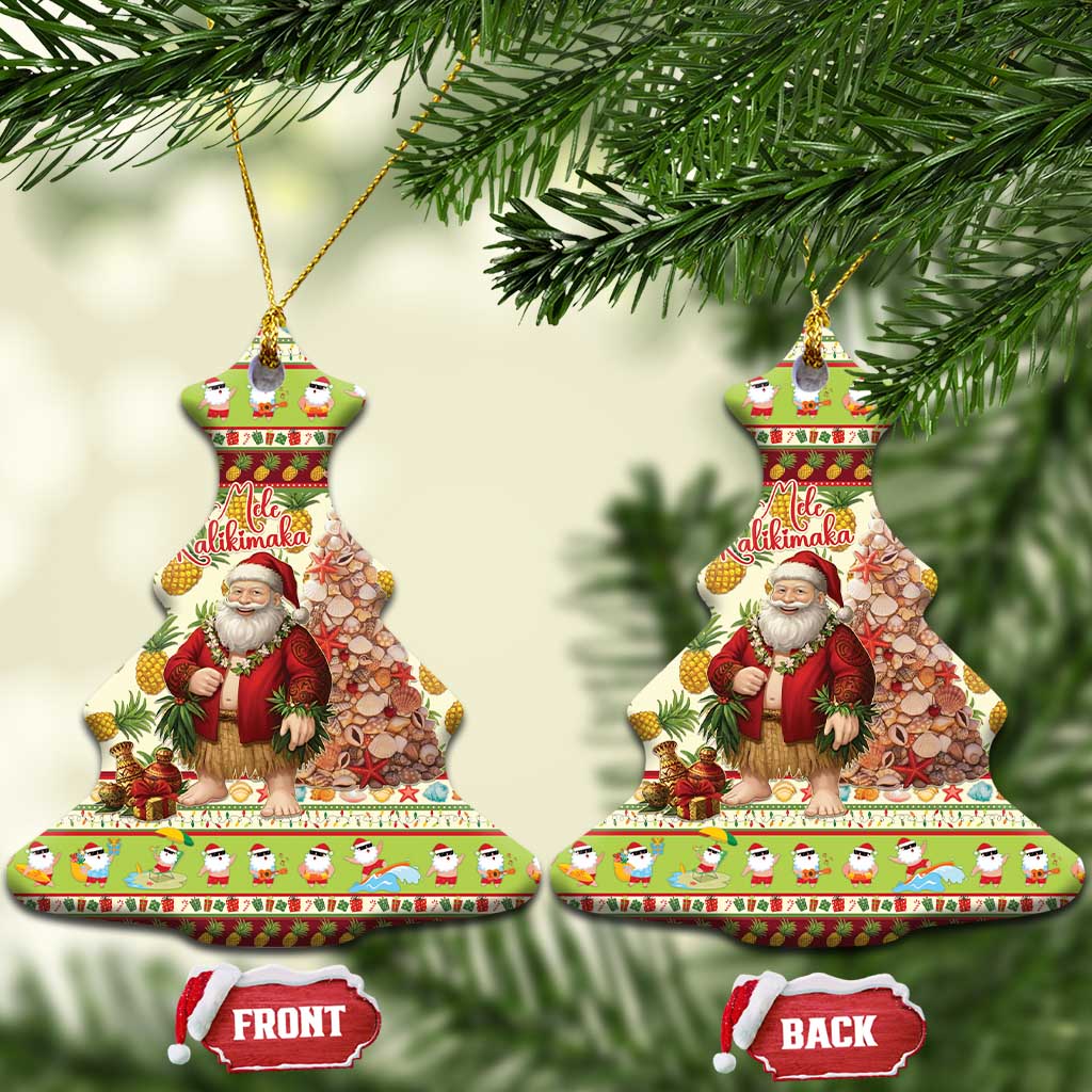 Hawaiian Santa Aloha Pineapple Christmas Ceramic Ornament Mele Kalikimaka - Polynesian Pride