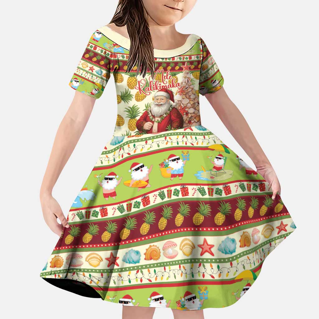 Hawaiian Santa Aloha Pineapple Christmas Family Matching Long Sleeve Bodycon Dress and Hawaiian Shirt Mele Kalikimaka - Polynesian Pride
