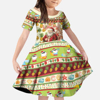 Hawaiian Santa Aloha Pineapple Christmas Family Matching Off Shoulder Maxi Dress and Hawaiian Shirt Mele Kalikimaka LT15 Daughter's Dress Cream - Polynesian Pride