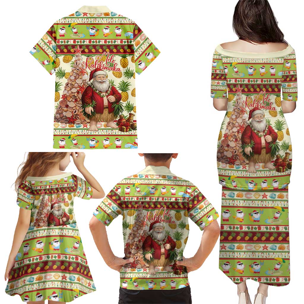 Hawaiian Santa Aloha Pineapple Christmas Family Matching Puletasi and Hawaiian Shirt Mele Kalikimaka - Polynesian Pride