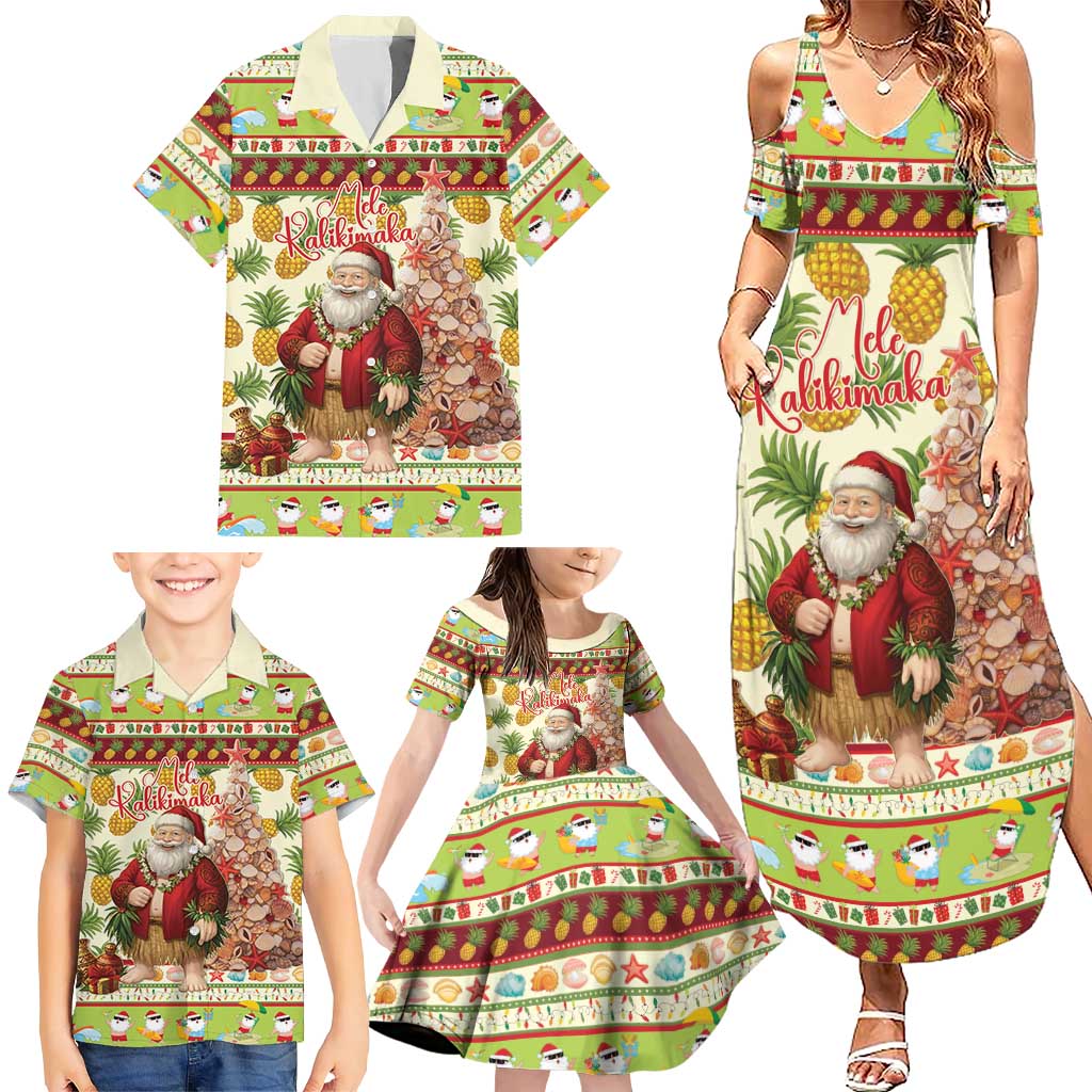 Hawaiian Santa Aloha Pineapple Christmas Family Matching Summer Maxi Dress and Hawaiian Shirt Mele Kalikimaka LT15 - Polynesian Pride