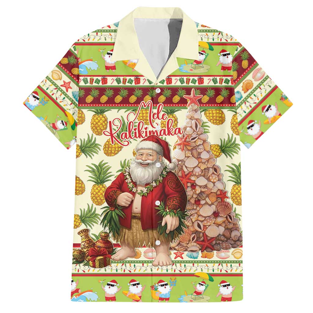 Hawaiian Santa Aloha Pineapple Christmas Hawaiian Shirt Mele Kalikimaka - Polynesian Pride