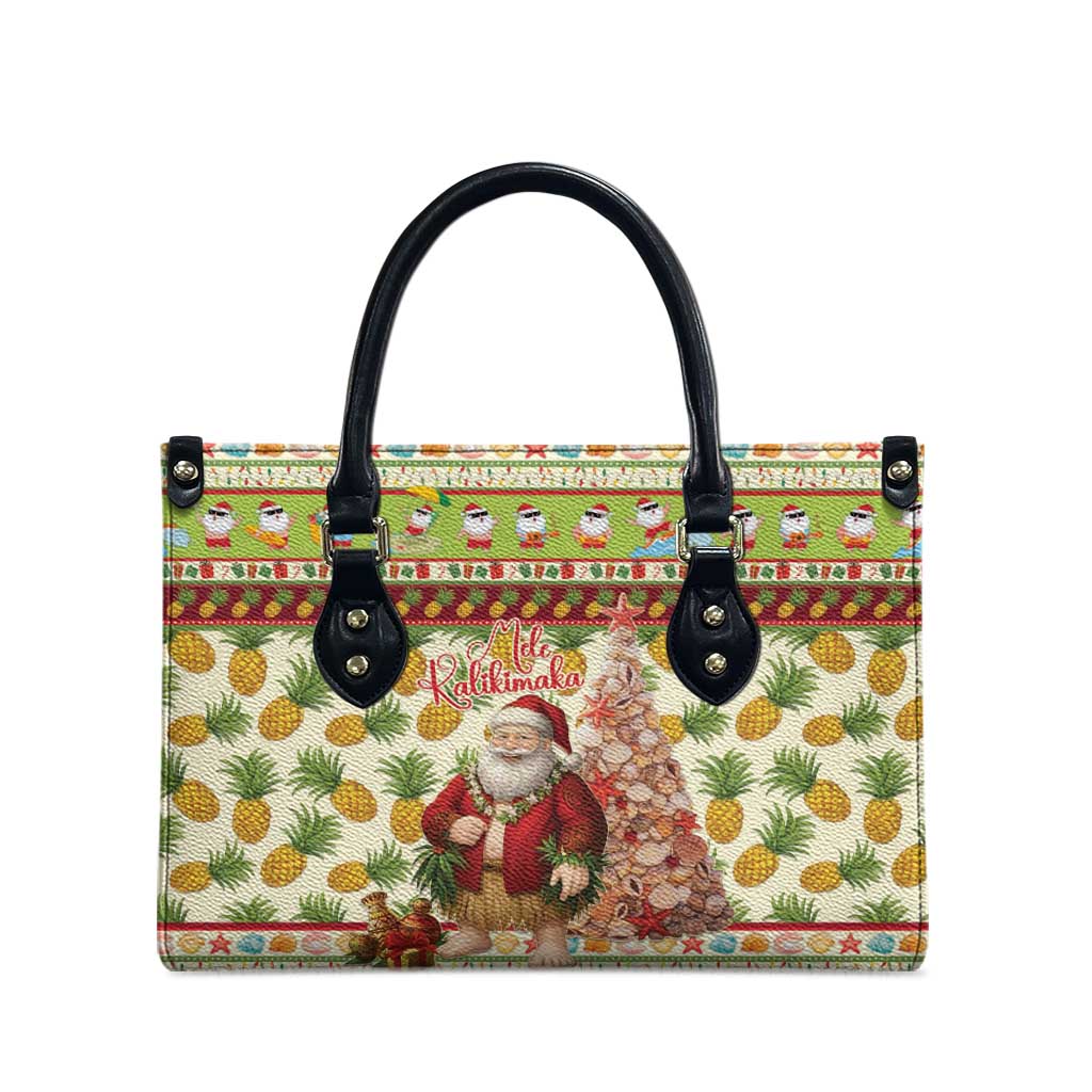 Hawaiian Santa Aloha Pineapple Christmas Leather Bag Mele Kalikimaka - Polynesian Pride