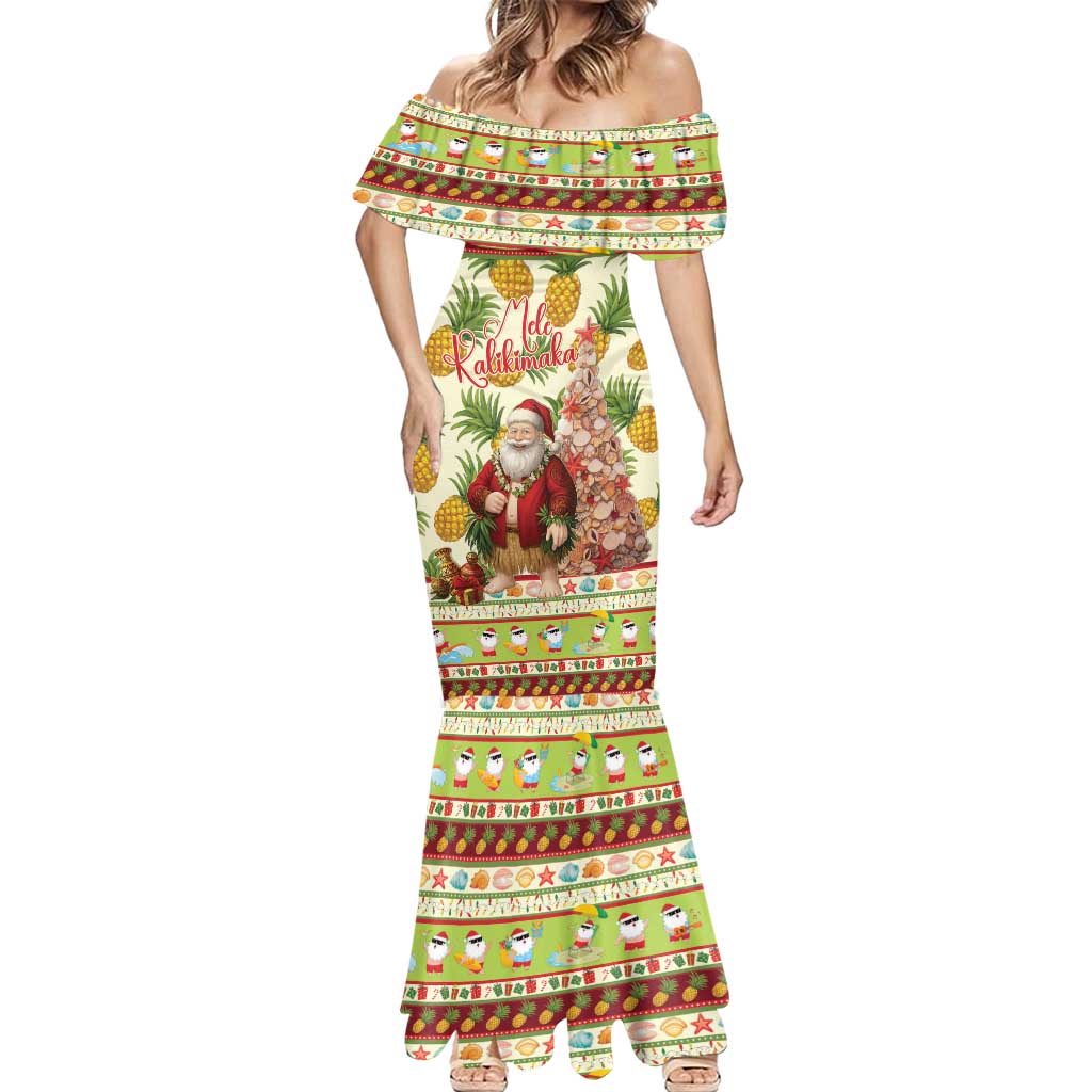 Hawaiian Santa Aloha Pineapple Christmas Mermaid Dress Mele Kalikimaka - Polynesian Pride