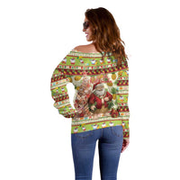Hawaiian Santa Aloha Pineapple Christmas Off Shoulder Sweater Mele Kalikimaka - Polynesian Pride