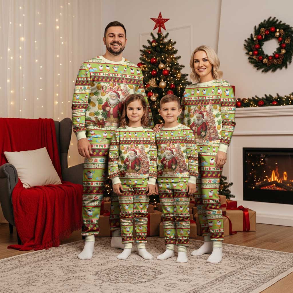 Hawaiian Santa Aloha Pineapple Christmas Pajama Set Mele Kalikimaka - Polynesian Pride