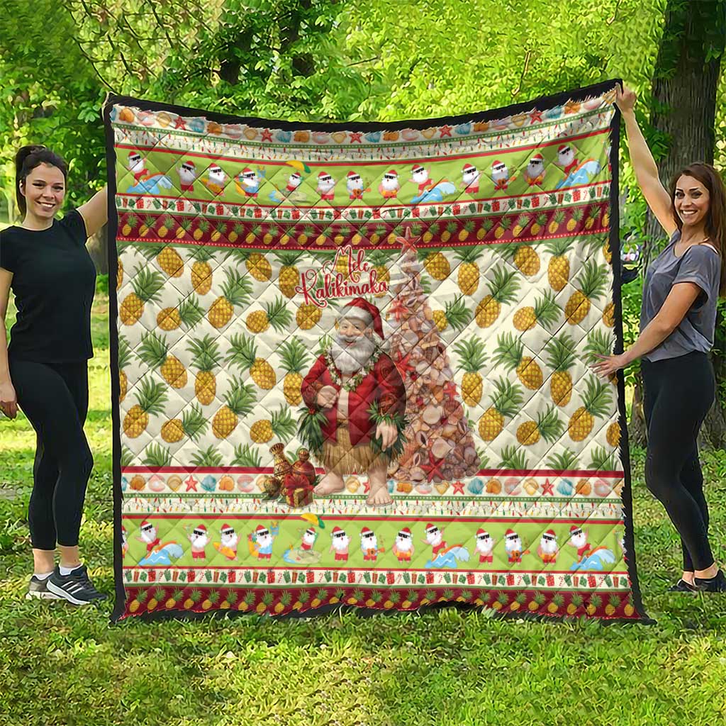Hawaiian Santa Aloha Pineapple Christmas Quilt Mele Kalikimaka - Polynesian Pride
