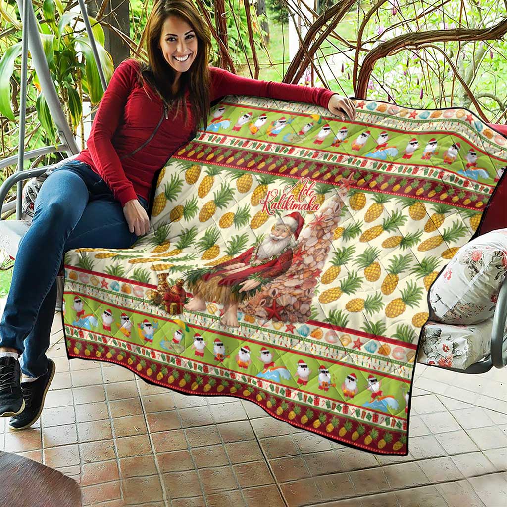 Hawaiian Santa Aloha Pineapple Christmas Quilt Mele Kalikimaka - Polynesian Pride
