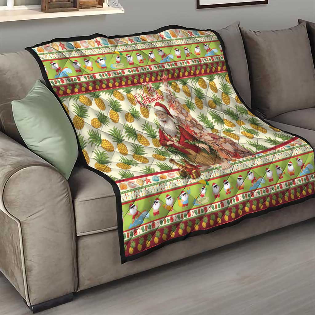 Hawaiian Santa Aloha Pineapple Christmas Quilt Mele Kalikimaka - Polynesian Pride