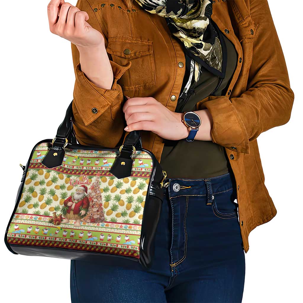 Hawaiian Santa Aloha Pineapple Christmas Shoulder Handbag Mele Kalikimaka - Polynesian Pride