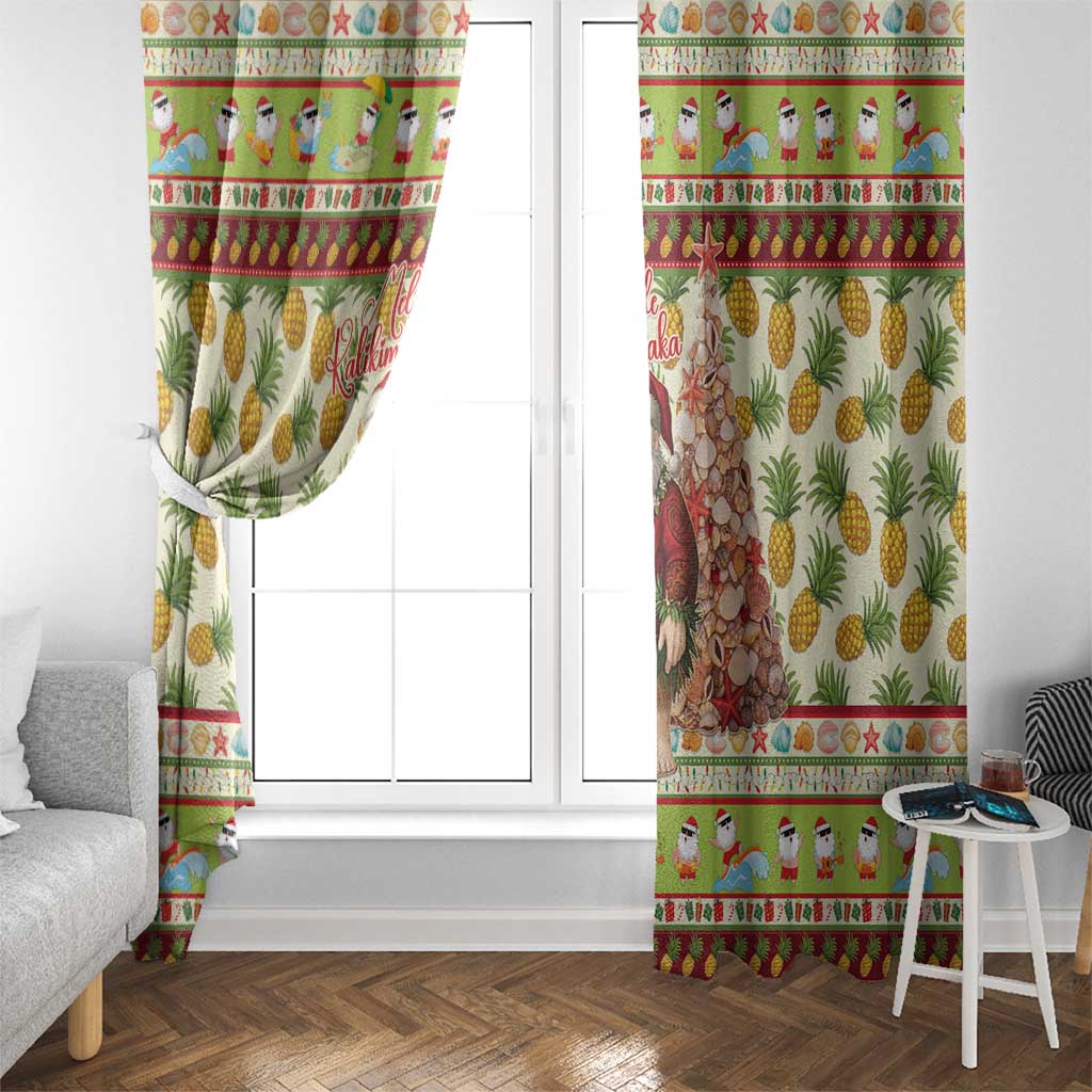 Hawaiian Santa Aloha Pineapple Christmas Window Curtain Mele Kalikimaka - Polynesian Pride