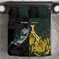 New Zealand and South Africa Rugby Bedding Set Silver Fern With Springboks