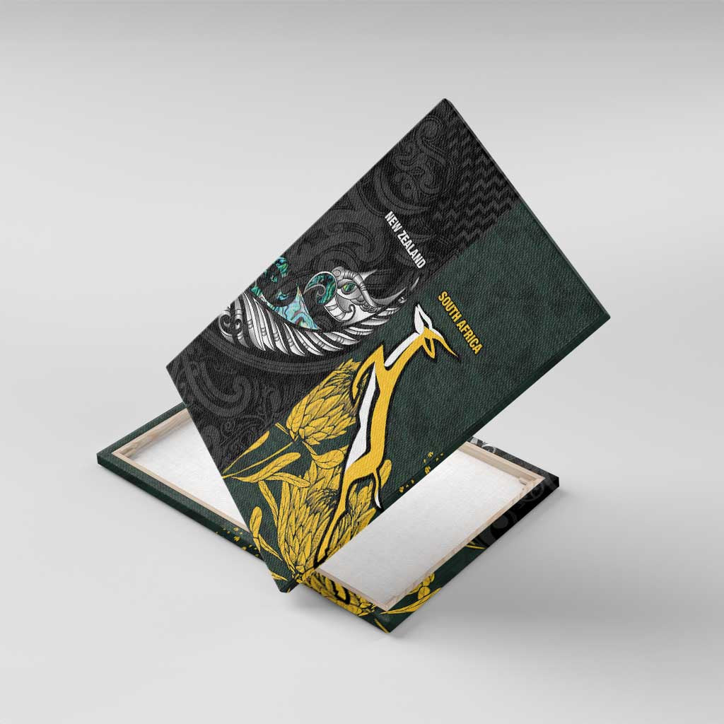 New Zealand and South Africa Rugby Canvas Wall Art Silver Fern With Springboks