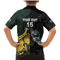 New Zealand and South Africa Rugby Custom Family Matching Mermaid Dress and Hawaiian Shirt Silver Fern With Springboks