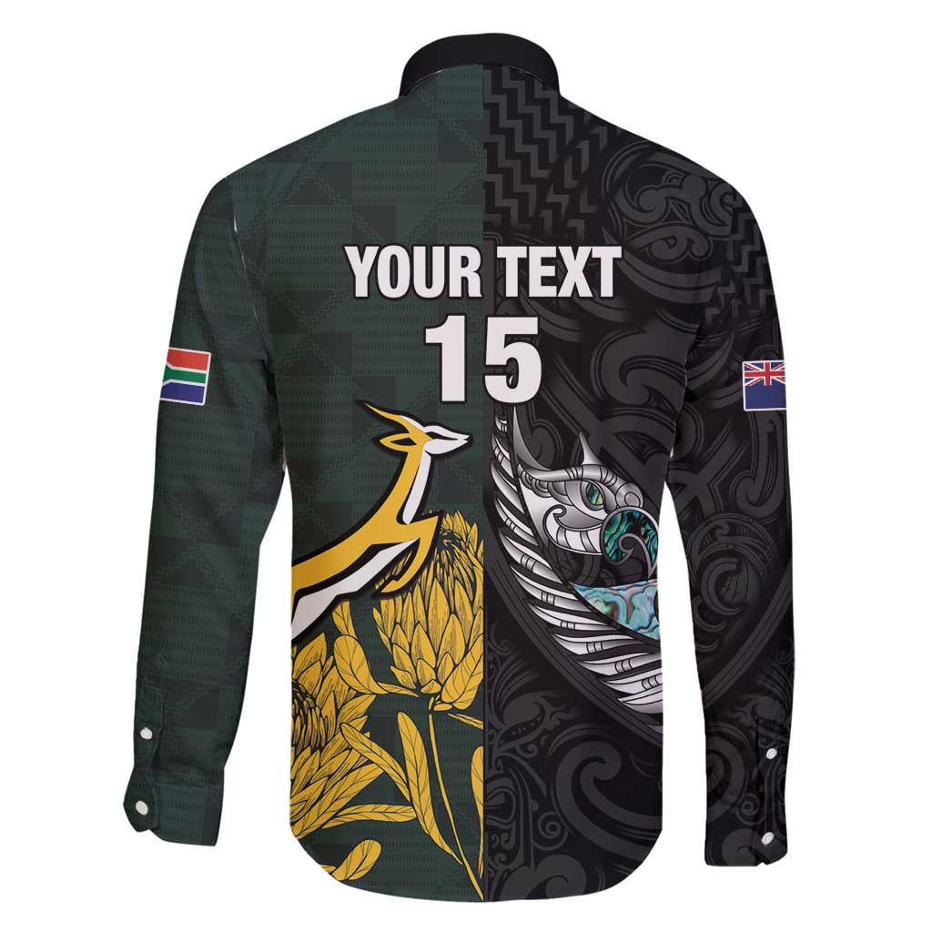 New Zealand and South Africa Rugby Custom Family Matching Mermaid Dress and Hawaiian Shirt Silver Fern With Springboks