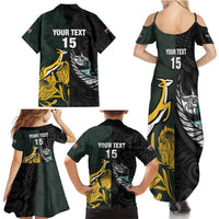 New Zealand and South Africa Rugby Custom Family Matching Summer Maxi Dress and Hawaiian Shirt Silver Fern With Springboks