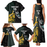 New Zealand and South Africa Rugby Custom Family Matching Tank Maxi Dress and Hawaiian Shirt Silver Fern With Springboks
