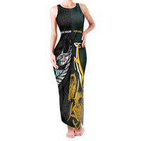 New Zealand and South Africa Rugby Custom Family Matching Tank Maxi Dress and Hawaiian Shirt Silver Fern With Springboks