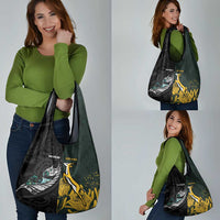 New Zealand and South Africa Rugby Grocery Bag Silver Fern With Springboks