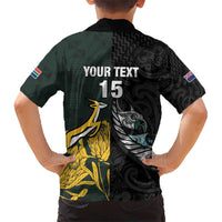 New Zealand and South Africa Rugby Custom Hawaiian Shirt Silver Fern With Springboks