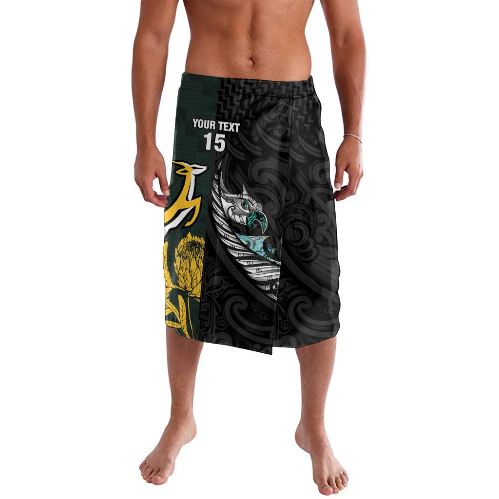 New Zealand and South Africa Rugby Custom Lavalava Silver Fern With Springboks