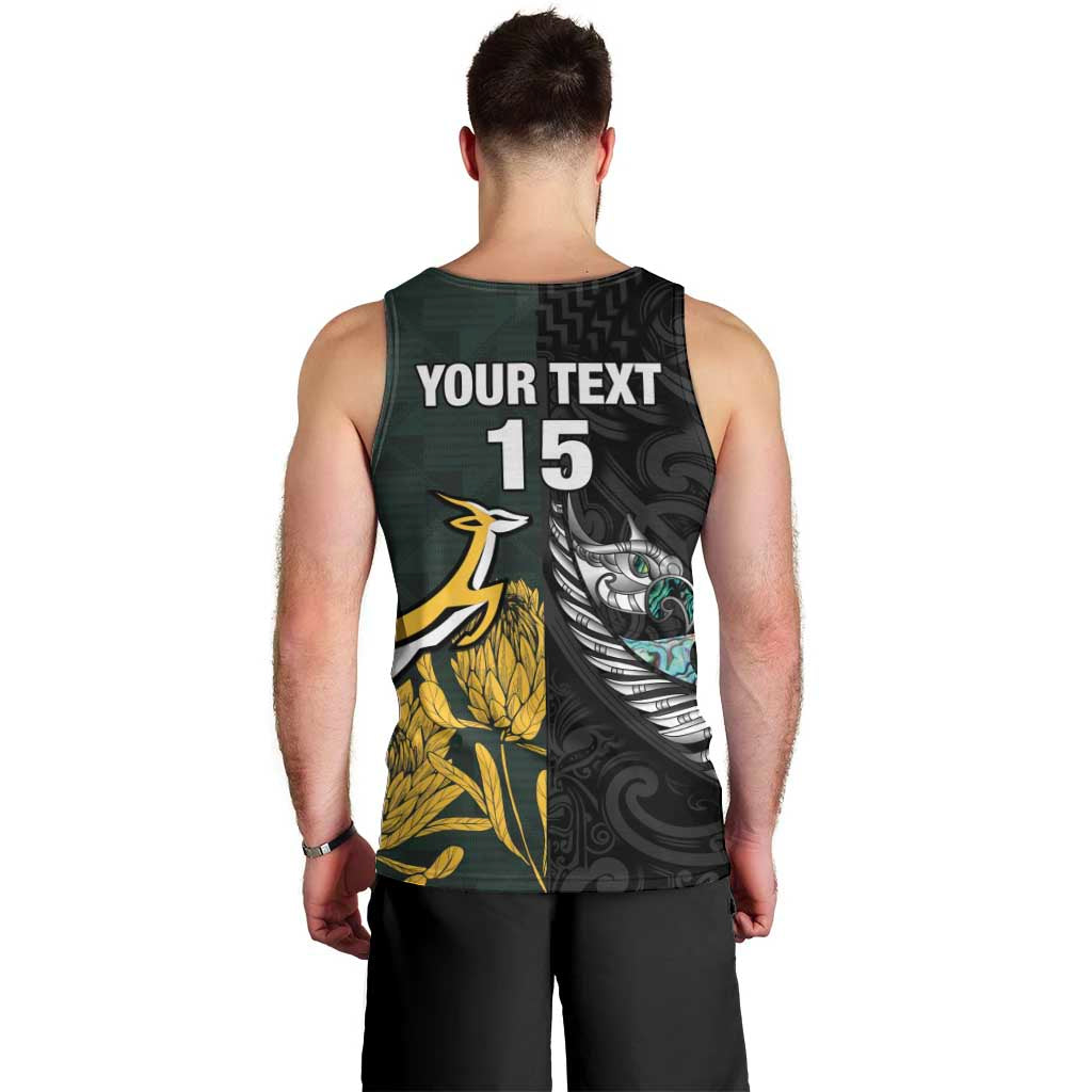 New Zealand and South Africa Rugby Custom Men Tank Top Silver Fern With Springboks
