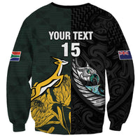 New Zealand and South Africa Rugby Custom Sweatshirt Silver Fern With Springboks