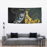 New Zealand and South Africa Rugby Tapestry Silver Fern With Springboks