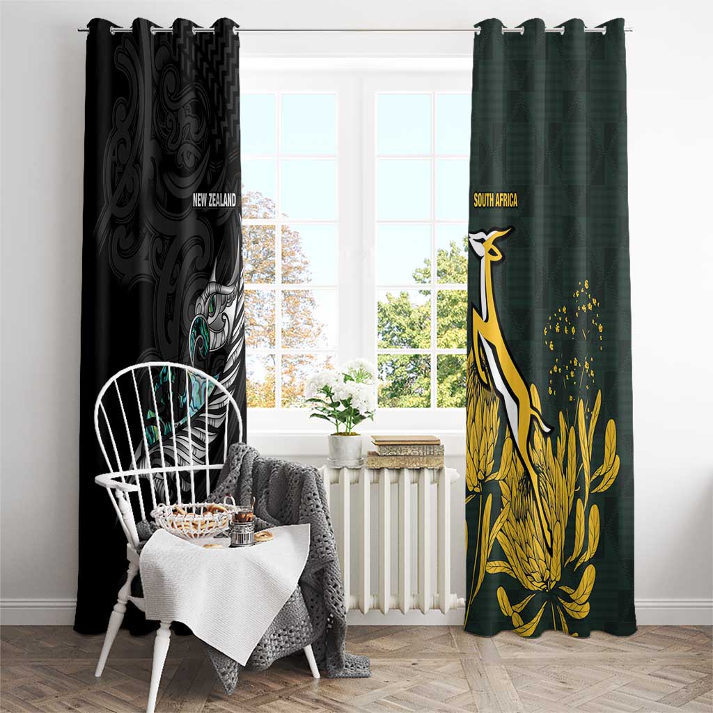New Zealand and South Africa Rugby Window Curtain Silver Fern With Springboks