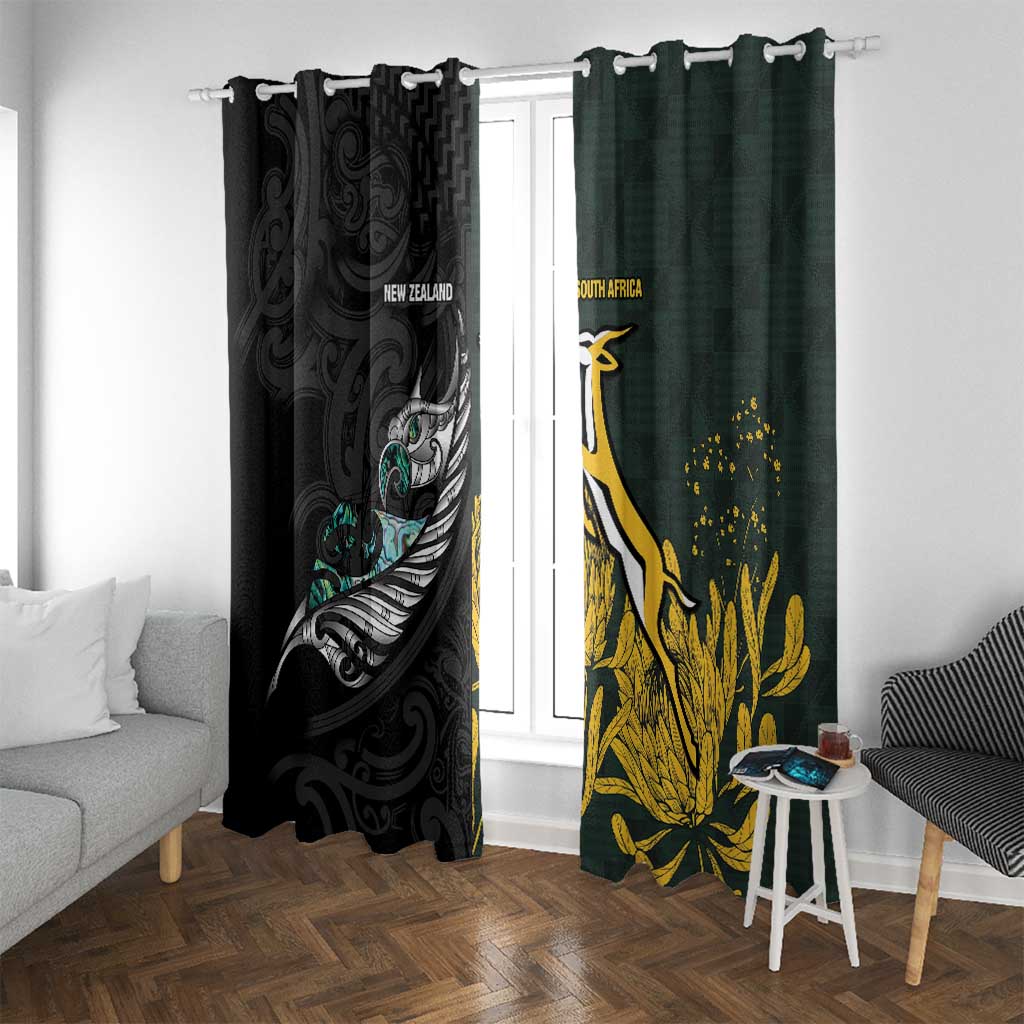New Zealand and South Africa Rugby Window Curtain Silver Fern With Springboks