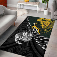 New Zealand and South Africa Rugby Area Rug Maori Kiwi With Springboks