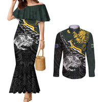 New Zealand and South Africa Rugby Personalised Couples Matching Mermaid Dress and Long Sleeve Button Shirt Maori Kiwi With Springboks
