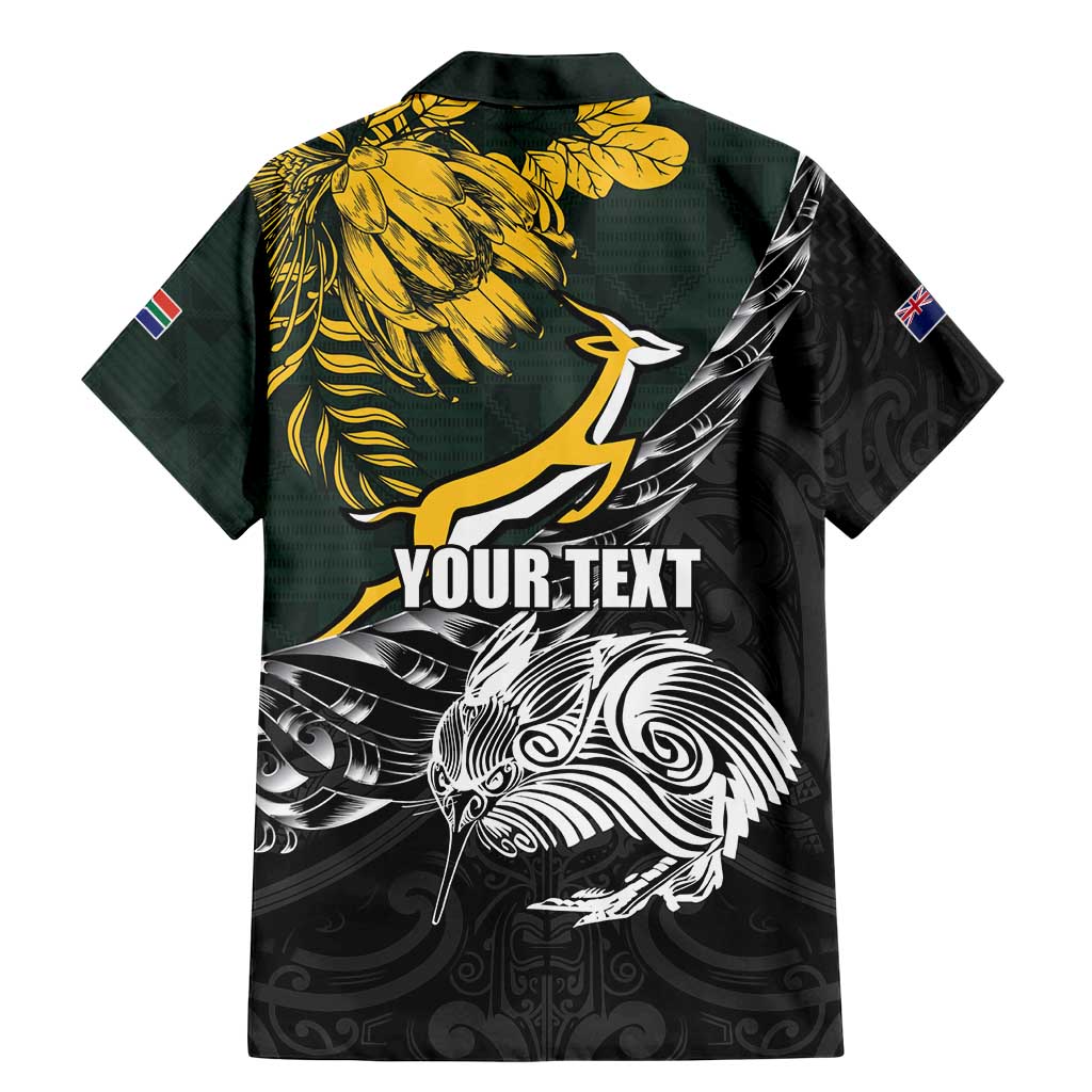 New Zealand and South Africa Rugby Personalised Family Matching Mermaid Dress and Hawaiian Shirt Maori Kiwi With Springboks
