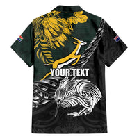 New Zealand and South Africa Rugby Personalised Family Matching Summer Maxi Dress and Hawaiian Shirt Maori Kiwi With Springboks