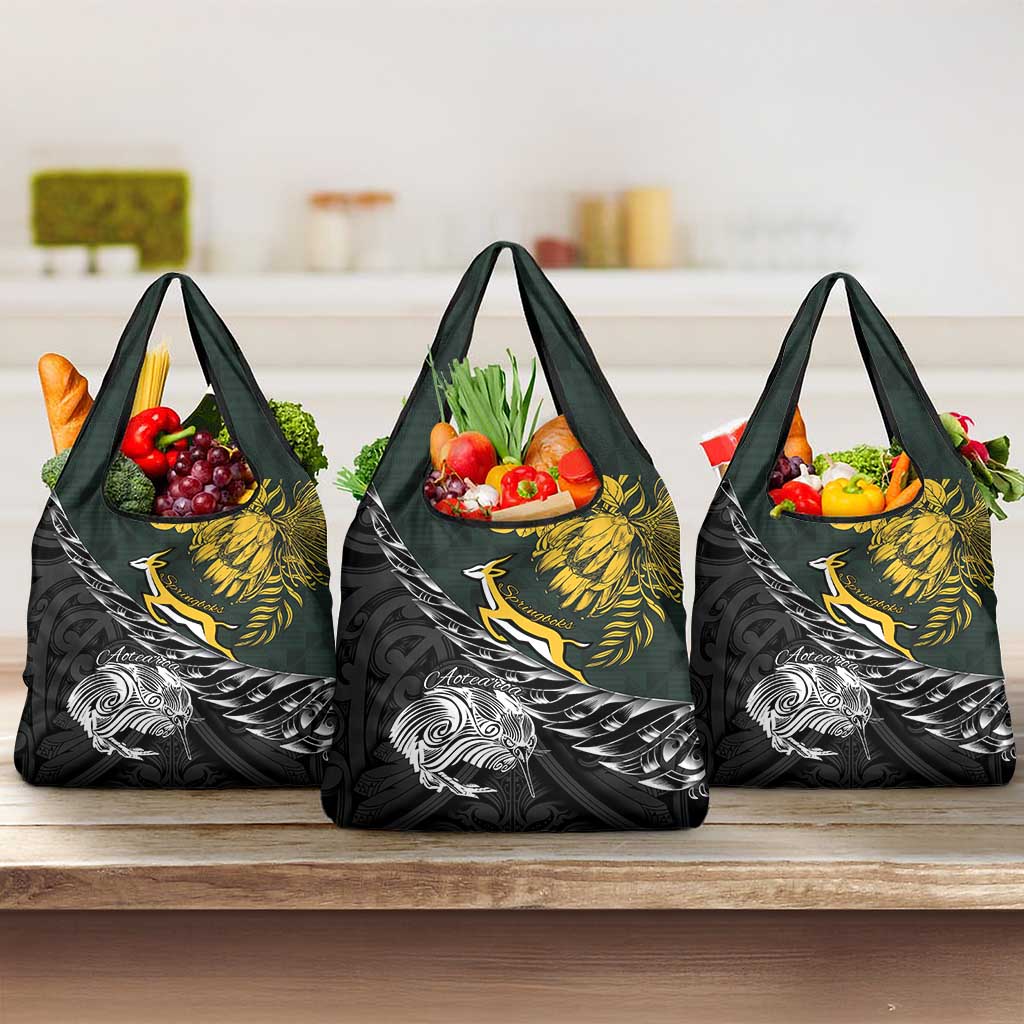 New Zealand and South Africa Rugby Grocery Bag Maori Kiwi With Springboks