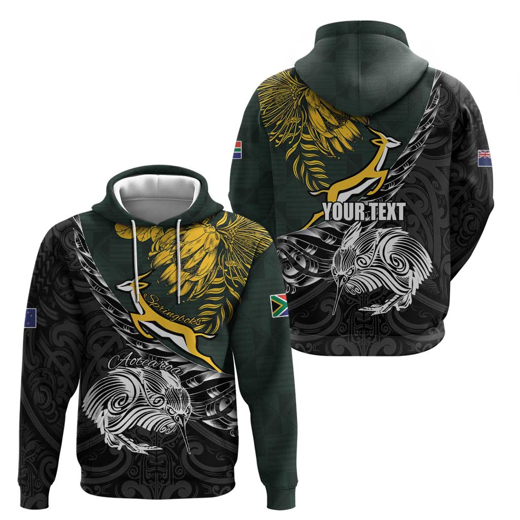 New Zealand and South Africa Rugby Personalised Hoodie Maori Kiwi With Springboks