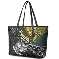 New Zealand and South Africa Rugby Leather Tote Bag Maori Kiwi With Springboks