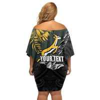 New Zealand and South Africa Rugby Personalised Off Shoulder Short Dress Maori Kiwi With Springboks