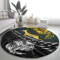 New Zealand and South Africa Rugby Round Carpet Maori Kiwi With Springboks