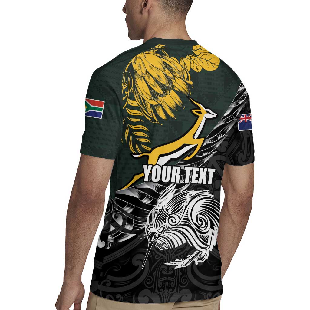 New Zealand and South Africa Rugby Personalised Rugby Jersey Maori Kiwi With Springboks
