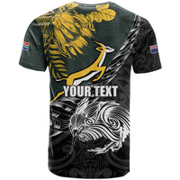 New Zealand and South Africa Rugby Personalised T Shirt Maori Kiwi With Springboks
