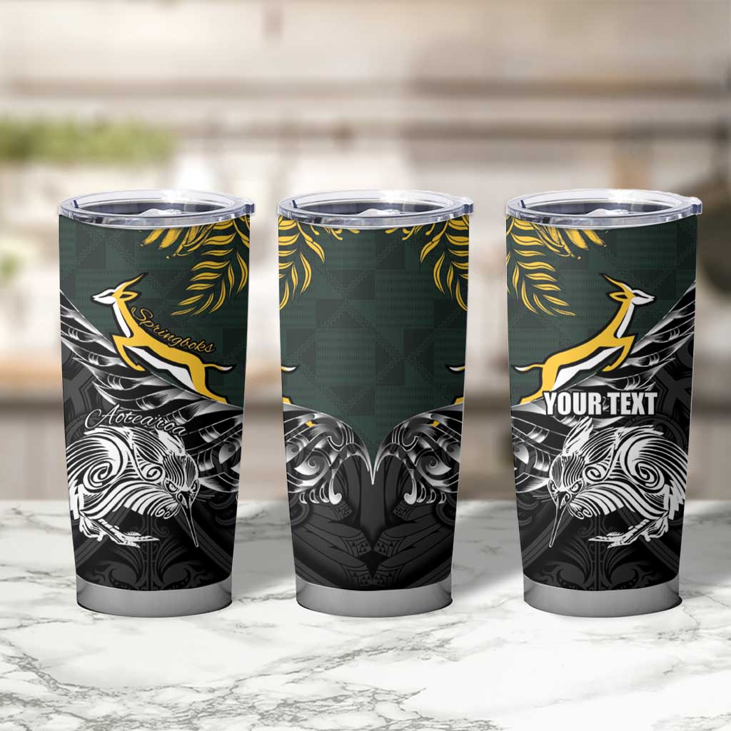 New Zealand and South Africa Rugby Personalised Tumbler Cup Maori Kiwi With Springboks