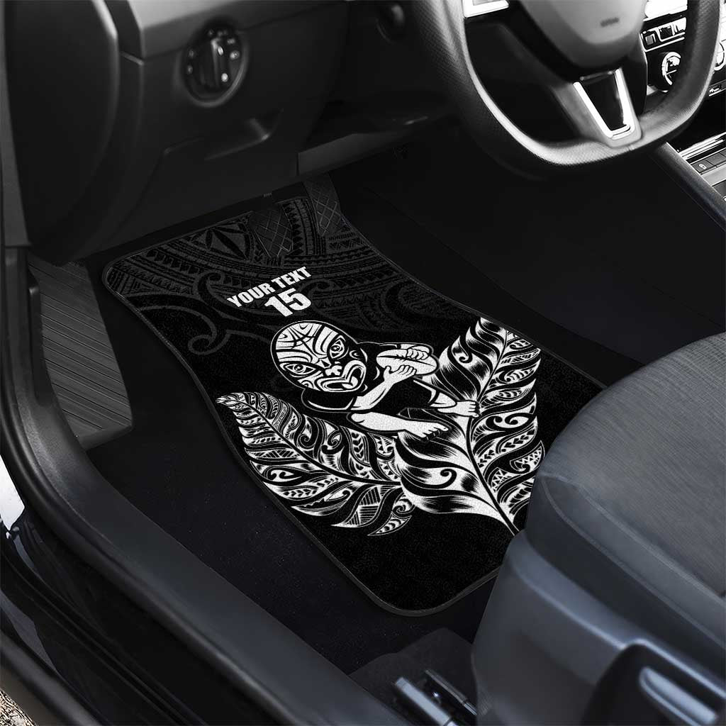 New Zealand Silver Fern Rugby Custom Car Mats Maori Tiki Black Version